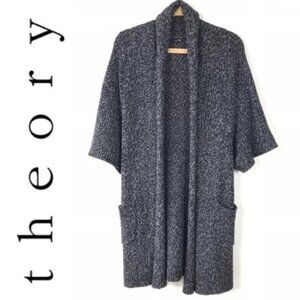 Theory Zuma Big Nickname Cardigan Size XS/S Wool Cashmere Blend Gray Black Knit